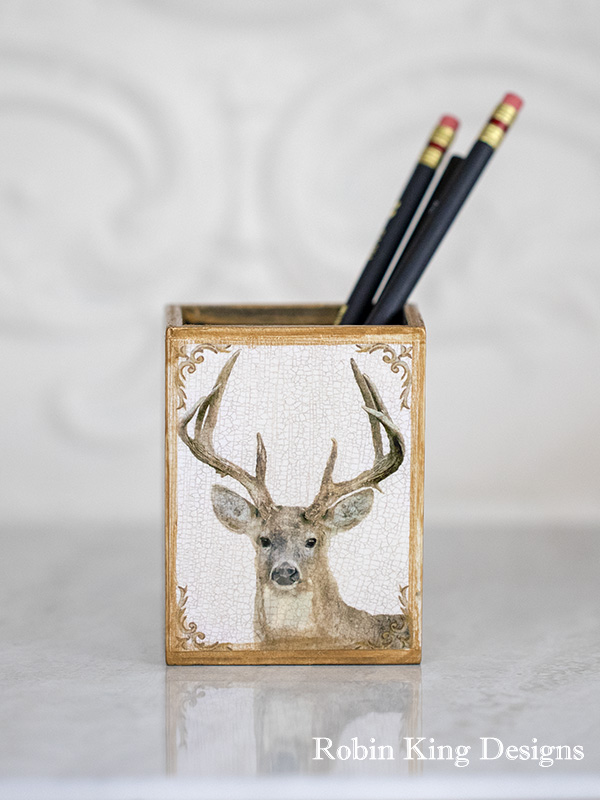 Whitetail Buck Pencil Holder Rectangle