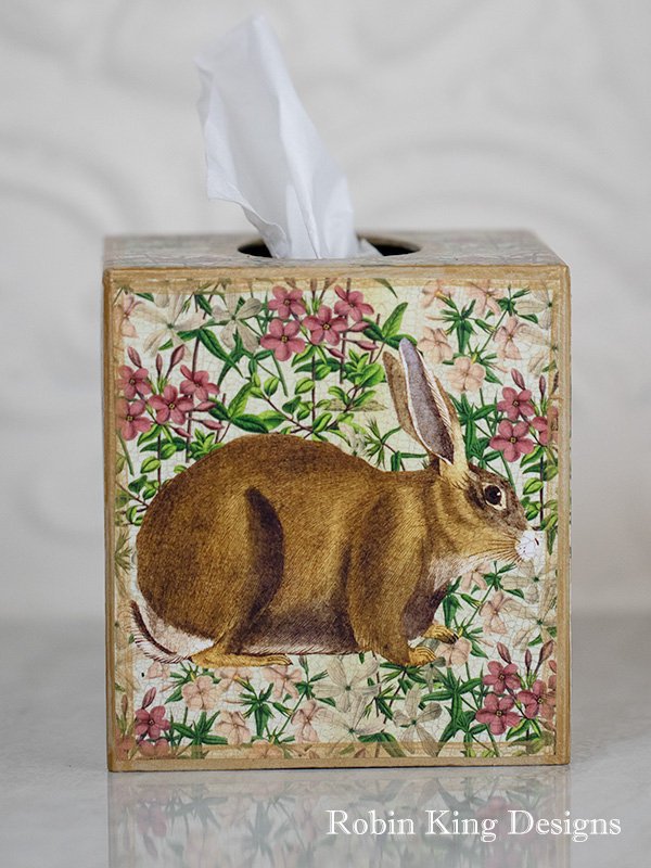 Rabbit with Phlox Flowers Tissue Box Cover