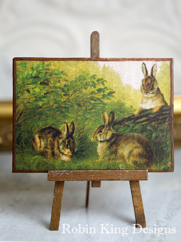 Three Rabbits Canvas Panel 5 by 7 Inches