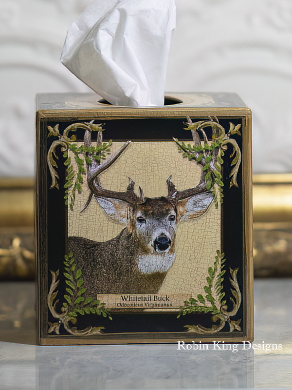 Whitetail Buck Tissue Box Cover Black